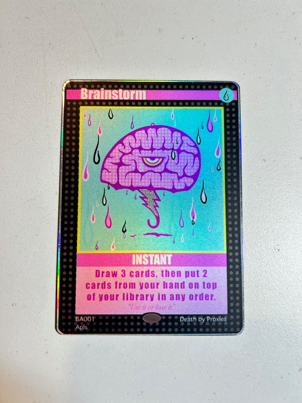 MTG Proxy Card and Sticker set - (Brainstorm) - @badapplespdx