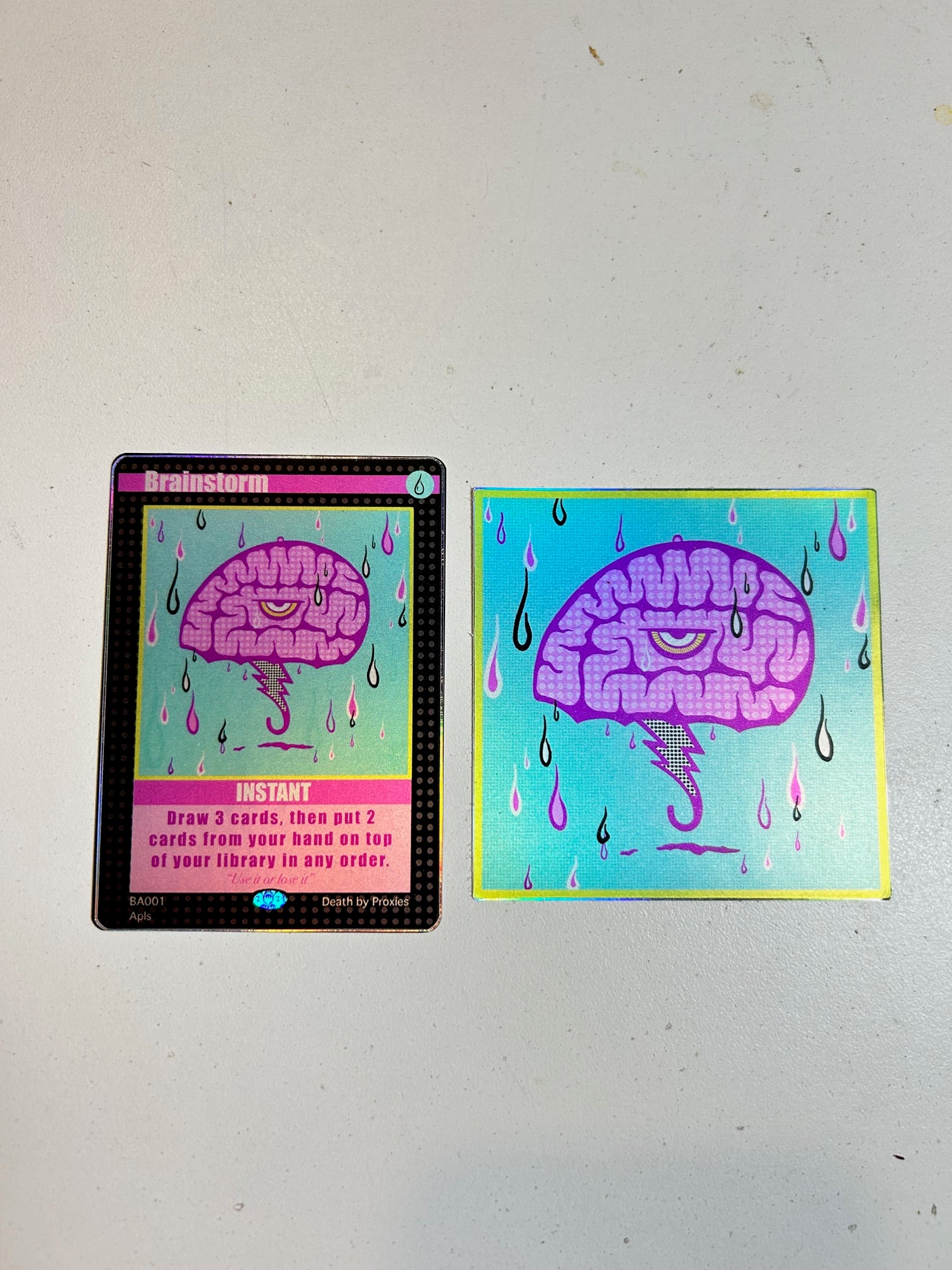 MTG Proxy Card and Sticker set - (Brainstorm) - @badapplespdx