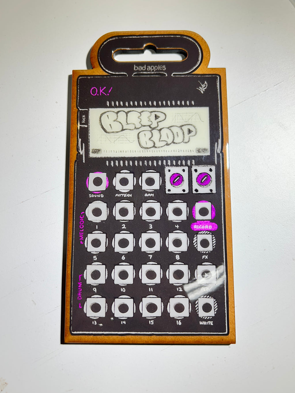 Sticker Woodcut - Bleep Bloop - @badapplespdx