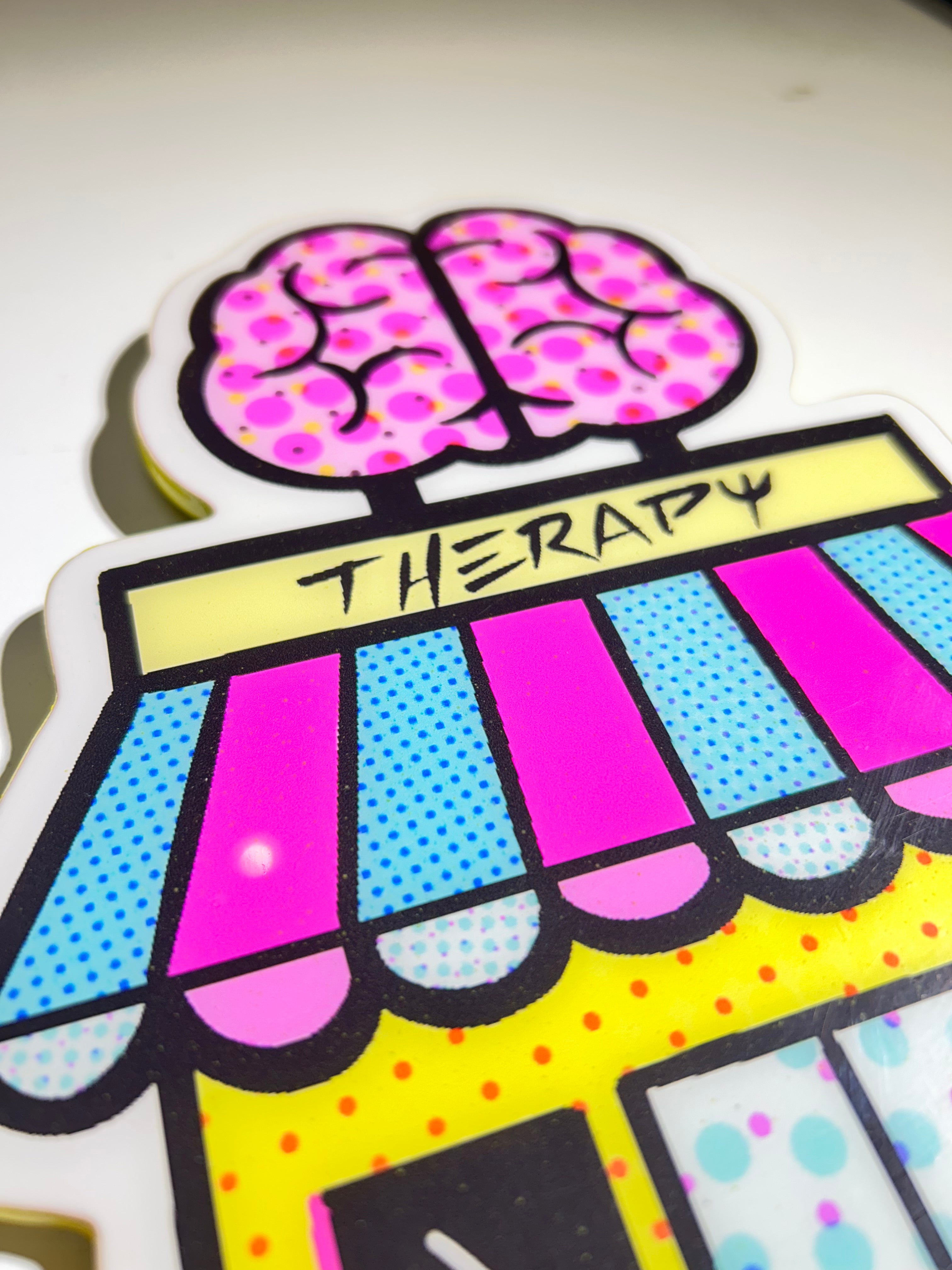 Sticker Woodcut - Therapy - @badapplespdx