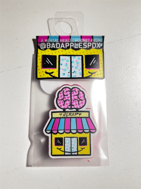 Woodcut magnet - @badapplespdx