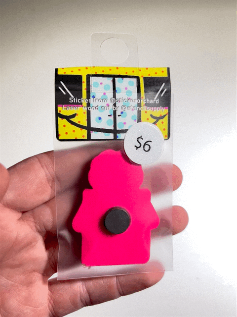 Woodcut magnet - @badapplespdx