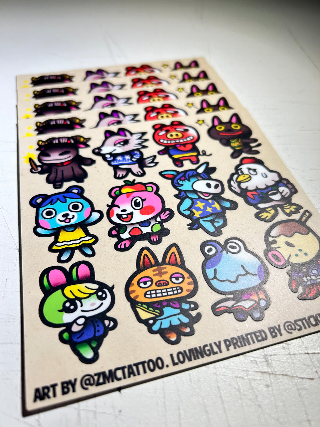 Animal Crossing sticker sheet 1 @zmctattoo